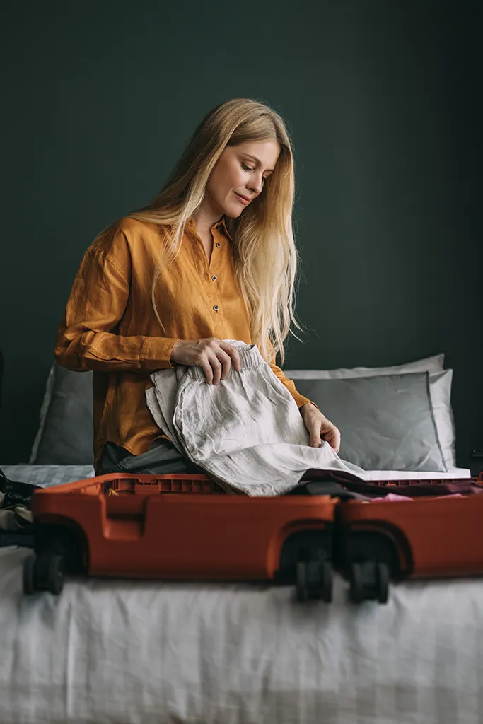 Female packing her bags